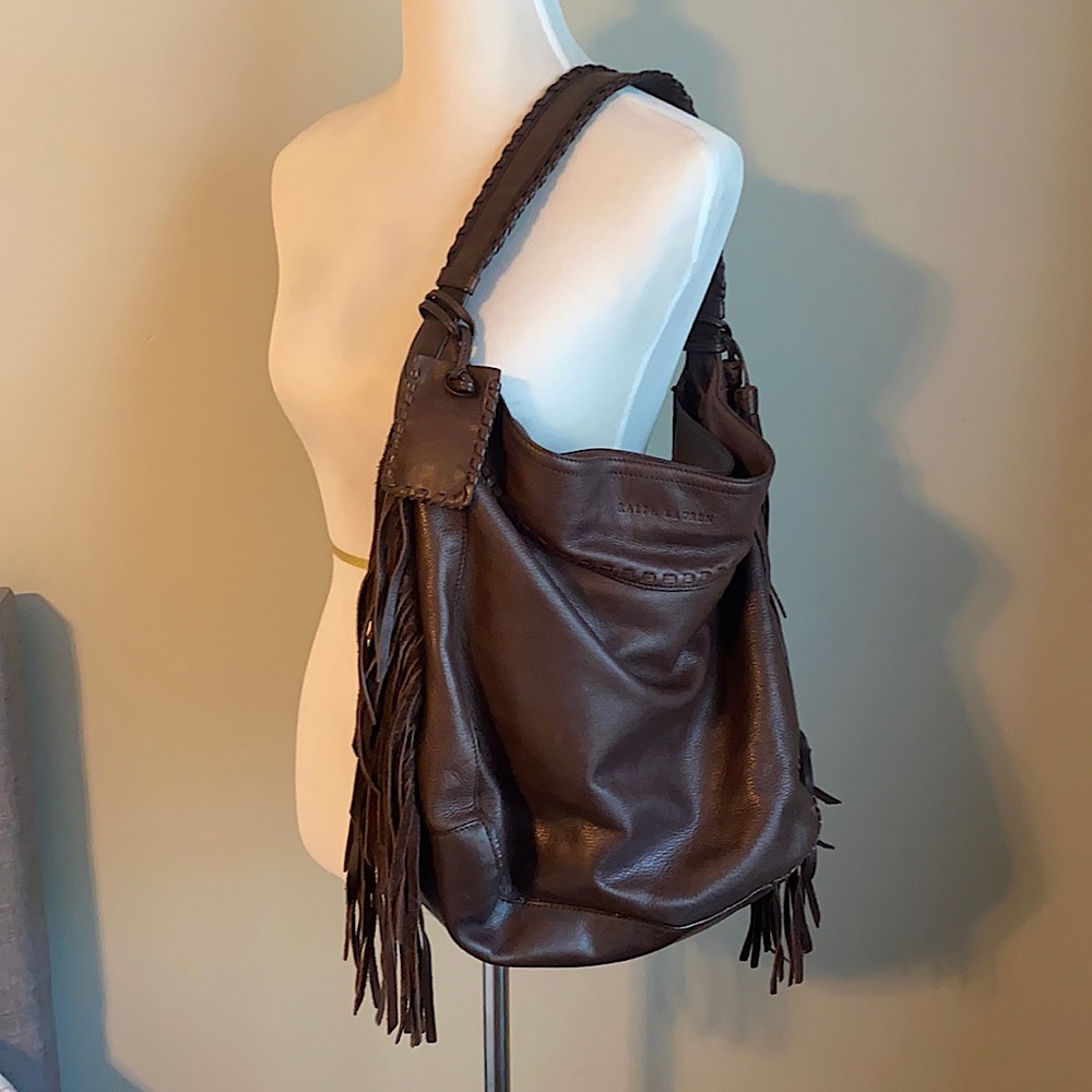 Ralph Lauren Vintage Genuine Leather Fringe Bag